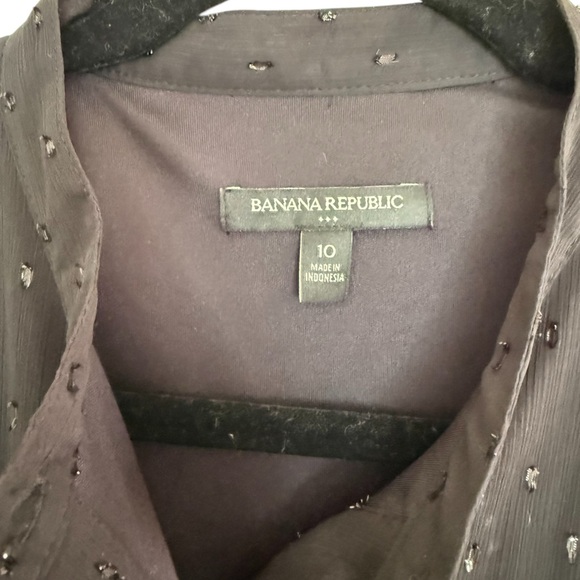 Banana Republic Black Polka Dot Glitter Long Sleeve Shift Dress W/Waist Tie-10 - Picture 4 of 5